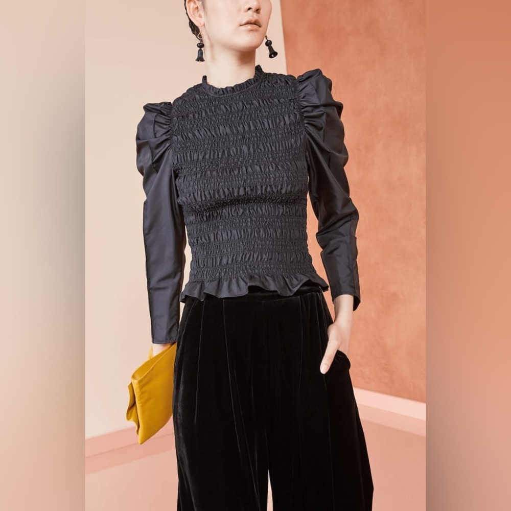 Ulla Johnson Rhett Wide Leg‎ Velvet Trouser Noir Black Size 4 Pleated Pants Work - Picture 3 of 11